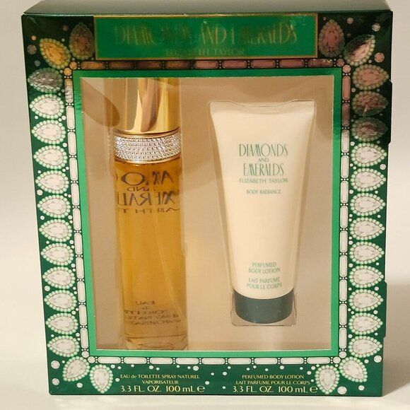 ELIZABETH TAYLOR DIAMONDS and EMERALDS fragrance GIFT SET BNIP Body Lotion EDT - Picture 1 of 7
